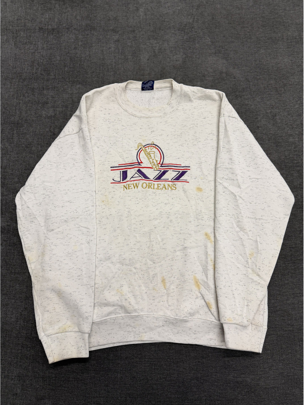 Cal Cru New Orleans Jazz White Crewneck Sweatshirt Size Large